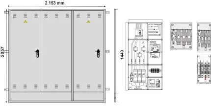 NA02070 Puerta empotrar en pared de 2153x2057mm con DOS PUERTAS INVERTIDAS