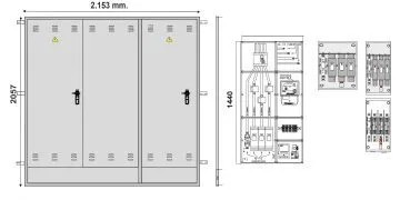 NA02070. Puerta empotrar en pared/ nichos FECSA ENDESA con DOS PUERTAS INVERTIDAS, una para CS+CGP, otra de DOBLE HOJA TMF-10 de hasta 346 KW.,. CIERRE  COMPAÑÍA+ JIS/ PARA GRA-6 INVERTIDO (medida 2153x2057mm)