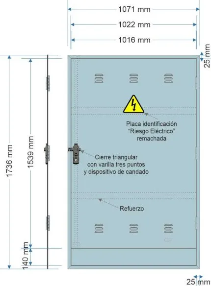 NA02062 Puerta empotrar en pared de 1071x1539mm