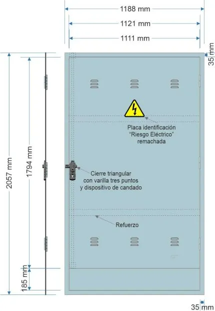 NA02063 Puerta empotrar en pared de 1188x2057mm
