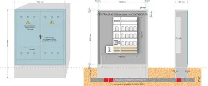 Armario GRA 2550/1690 + EQUIPO DE CENTRALIZACIÓN 14 Contadores luz monfásicos