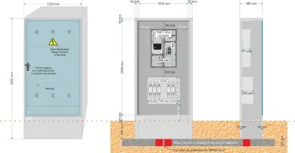 Armario GRA 2550/1030 + Acometida TMF1 de 63A (43,64Kw) ICP + Caja de derivación CDM CGP-12-250/250/400 BUC