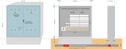 Armario GRA 2550/2200 + EQUIPO DE CENTRALIZACIÓN 16 Contadores luz monfásicos