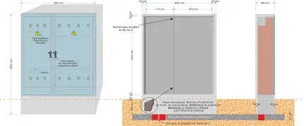 Armario GRA-55. DOS PUERTAS CERRADURA TRIANGULAR con PARED INTERMEDIA. PINTADO. VACÍO