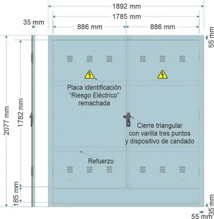 NA02066 Puerta empotrar en pared de 1842x2057mm con DOBLE HOJA