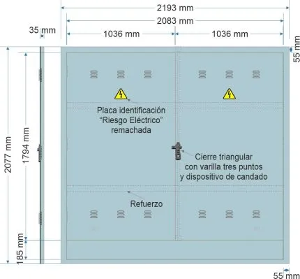NA02067 Puerta empotrar en pared de 2193x2077mm DOBLE HOJA