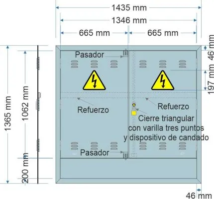 NA02094 Puerta empotrar en pared de 1435x1365mm