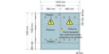 NA02094. Puerta empotrar en pared/ nichos FECSA ENDESA para CS400+CGP (Horizontal)/ Armario GRA 2285/1355. (medida 1435x1365mm)