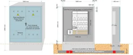 Armario GRA 2550/1690 + EQUIPO DE CENTRALIZACIÓN 14 Contadores luz monfásicos
