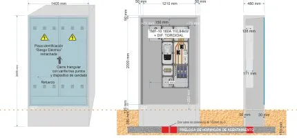 Armario GRA 2550/1210 + Acometida TMF10 de hasta 110,84Kw + Diferencial Toroidal
