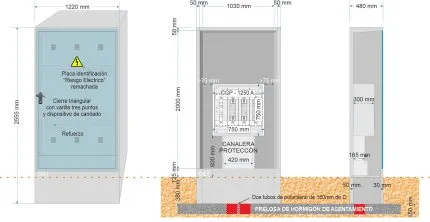 Armario GRA 2550/1030 + Caja general de protección BUC CGP-9-1250 A.