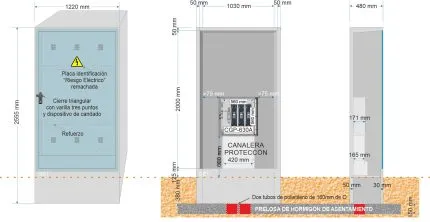Armario GRA 2550/1030 + Caja general de protección BUC CGP-9-630 A.