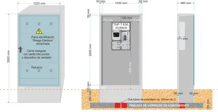 Armario GRA 2550/1030 + Acometida TMF1 de 63A (43,64Kw) ICP
