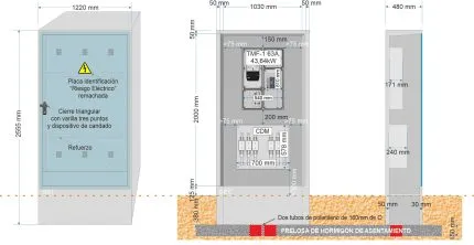 Armario GRA 2550/1030 + Acometida TMF1 de 63A (43,64Kw) ICP + Caja de derivación CDM CGP-12-250/250/400 BUC