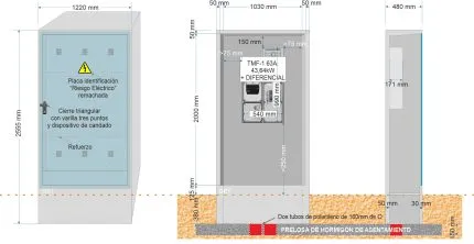 Armario GRA 2550/1030 + Acometida TMF1 de 63A (43,64Kw) + DIFERENCIAL