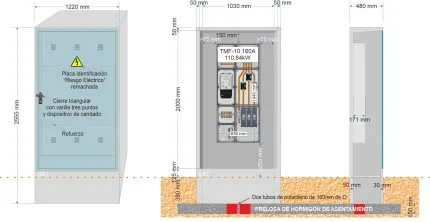 Armario GRA 2550/1030 + Acometida TMF10 de 160/160A (110,84Kw) ICP