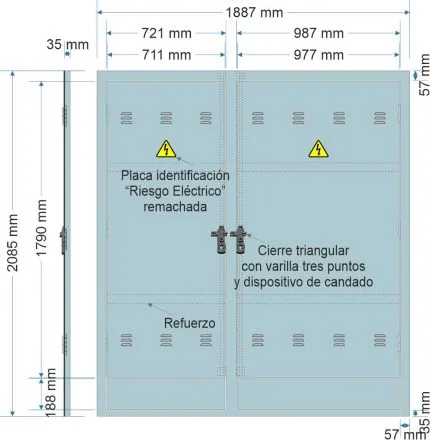 NA02096 Puerta empotrar en pared de 1887x2085mm con DOS PUERTAS