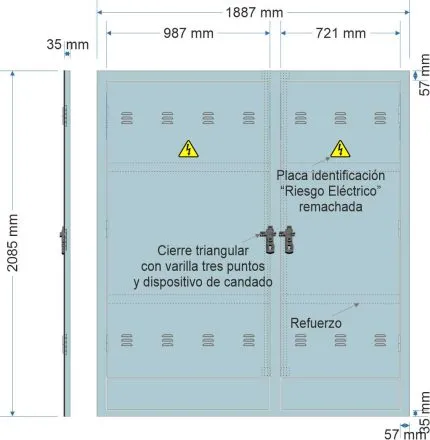 NA02097 Puerta empotrar en pared de 1877x2085mm con DOS PUERTAS