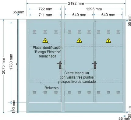 NA02098 Puerta empotrar en pared de 2192x2075mm con TRES PUERTAS