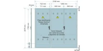 NA02098. Puerta empotrar en pared/ nichos FECSA ENDESA para CS + CGP + TMF10 de hasta 436,00Kw + Diferencial Toroidal / Armario GRA-66. (medida 2192x2075mm)