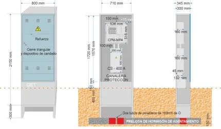 Armario GRA 2150/800 + Caja CS 400 + Contador LUZ CPM (instalaciones tramitadas con ENDESA con anterioridad al 01/01/2025)