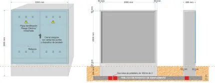 Armario GRA 2550/2200. PUERTA DOBLE HOJA. CIERRE TRES PUNTOS TRIANGULAR. PINTADO. VACÍO.