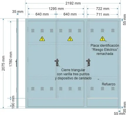 NA02099 Puerta empotrar en pared de 2192x2075mm con TRES PUERTAS