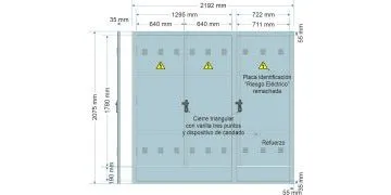 NA02099. Puerta empotrar en pared/ nichos FECSA ENDESA para TMF10 de hasta 436,00Kw + Diferencial Toroidal + CS + CGP / Armario GRA-66 invertido. (medida 2192x2075mm)