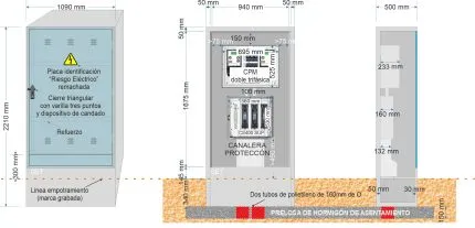 Armario GRA 2210/940 + Caja CS400 SUP (max 530 altura) + Contador LUZ CPM DOBLE