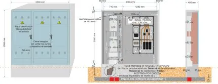 Armario GRA-66 + CS 400 (estrecha) + BUC CGP-9-400 A. (estrecha) + TMF10 de 400/250A (173,20kW) ICP con FUSIBLES + Dif. TORO.