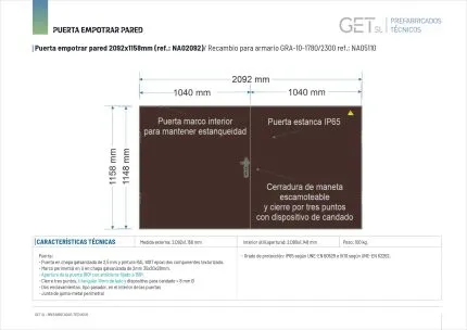 Ficha Técnica puerta medida 2092x1158mm