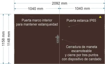 NA02092 Puerta empotrar pared de 2090x1158mm con protección IP65 pintura RAL 8017 para GRA-10-1780/2300
