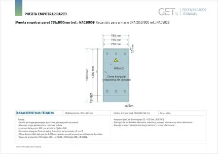 Ficha Técnica Puerta medida 785x1600mm