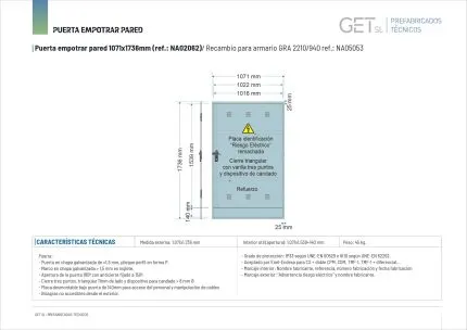 Ficha Técnica puerta medida 1071x1736mm