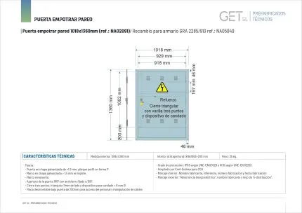 Ficha Técnica Puerta medida 1018x1360mm