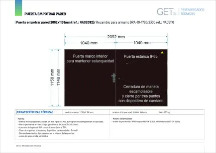 Ficha Técnica puerta medida 2092x1158mm