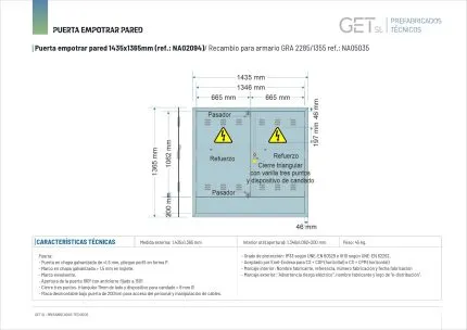 Ficha Técnica Puerta medida 1435x1365mm