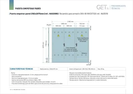 Ficha Técnica puerta medida 2192x2075mm (1295+722x1780+190)