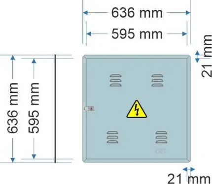 NA02049 Puerta empotrar pared para contalor luz 600x600mm. Cierre triangular. (Multiples 3 unidades. Precio unitario)