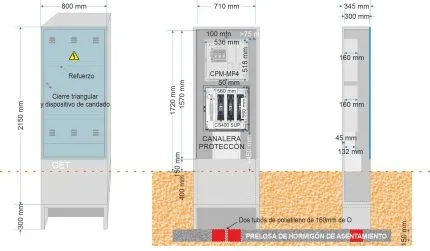 Armario GRA 2150/800 + Caja CS 400 superior con canalera + Contador LUZ CPM (TEMPORAL)