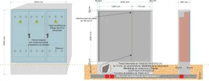 Armario GRA-66 INVERTIDO. TRES PUERTAS. CERRADURA COMPAÑÍA+ JIS con PARED INTERMEDIA. PINTADO. VACÍO.