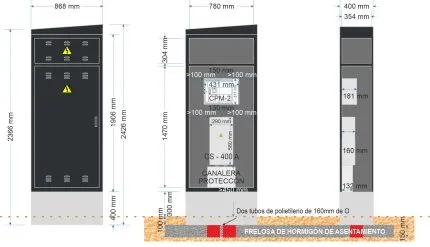 Armario INOX 2400/760 pintado RAL-7021. EQUIPADO con CS400 + CPM-MF2