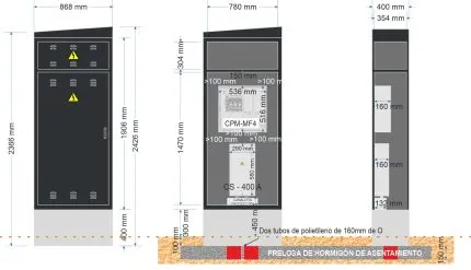 Armario INOX 2400/760 pintado RAL-7021. EQUIPADO con CS400 + CPM-MF4