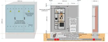 Armario GRA-66 INVERTIDO + TMF10 de 630/500A (346kW) ICP + BUC CGP-9-630 A. (Solución holgada)