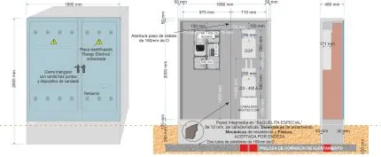Armario GRA-55 INVERTIDO + TMF1/63A (43,64kW) ICP + CS 400 (estrecha) + BUC CGP-9-160 A. (estrecha)