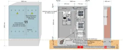 Armario GRA-55 INVERTIDO + TMF1/63A (43,64kW) ICP + DIFERENCIAL + CS 400 SUP con canalera + BUC CGP-9-160 A._a