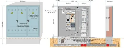 Armario GRA-66 INVERTIDO + TMF10 de 160/160A (110,84kW) ICP con FUSIBLES + Dif. TORO + CS 400 (estrecha) + BUC CGP-9-250 A. (estrecha).