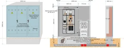 Armario GRA-66 INVERTIDO + TMF10 de 630/500A (346kW) ICP + BUC CGP-9-630 A. (Solución holgada)